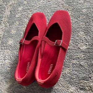 Vivaia red Mary Jane square toe